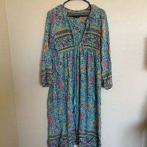 Teal Floral Bohemian Dress